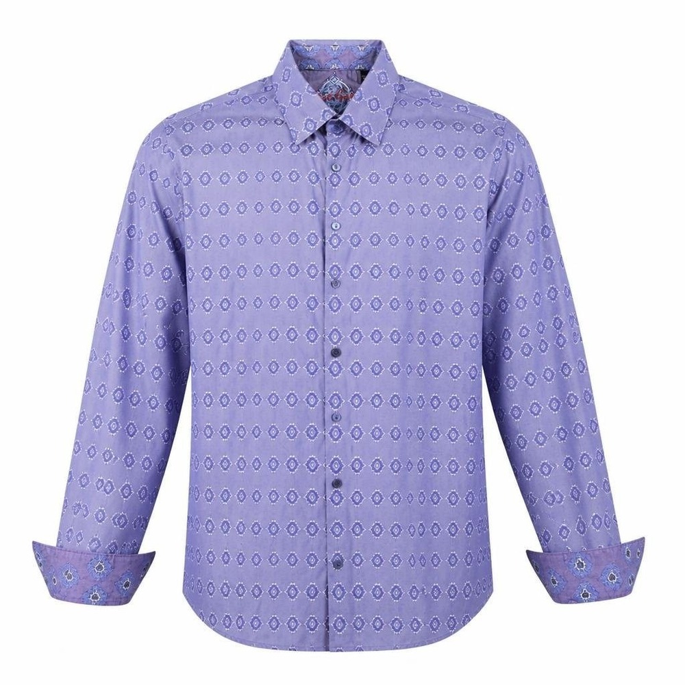 Robert Graham Shirt Mens 2XL Geometric Flip Cuff Collar Diamond Club Resort